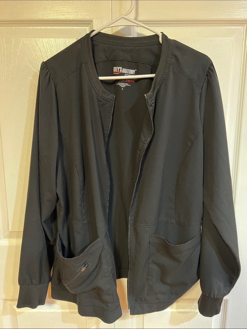 Grey's Anatomy Black Zip Bomber Scrub Jacket